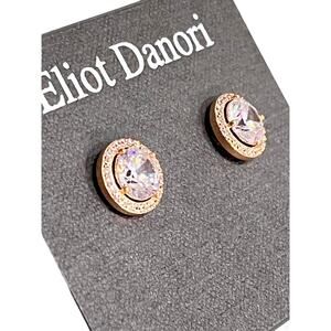 ELIOT DANORI Rose Gold-Tone Crystal Pavé Round Stud EARRINGS Macy’s New On Card